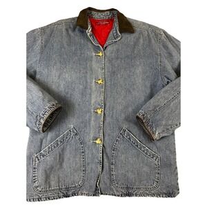 Limited Jeans Vtg 90's Chore Grunge Demin‎ Jacket Womens Sz L Wear On Collar